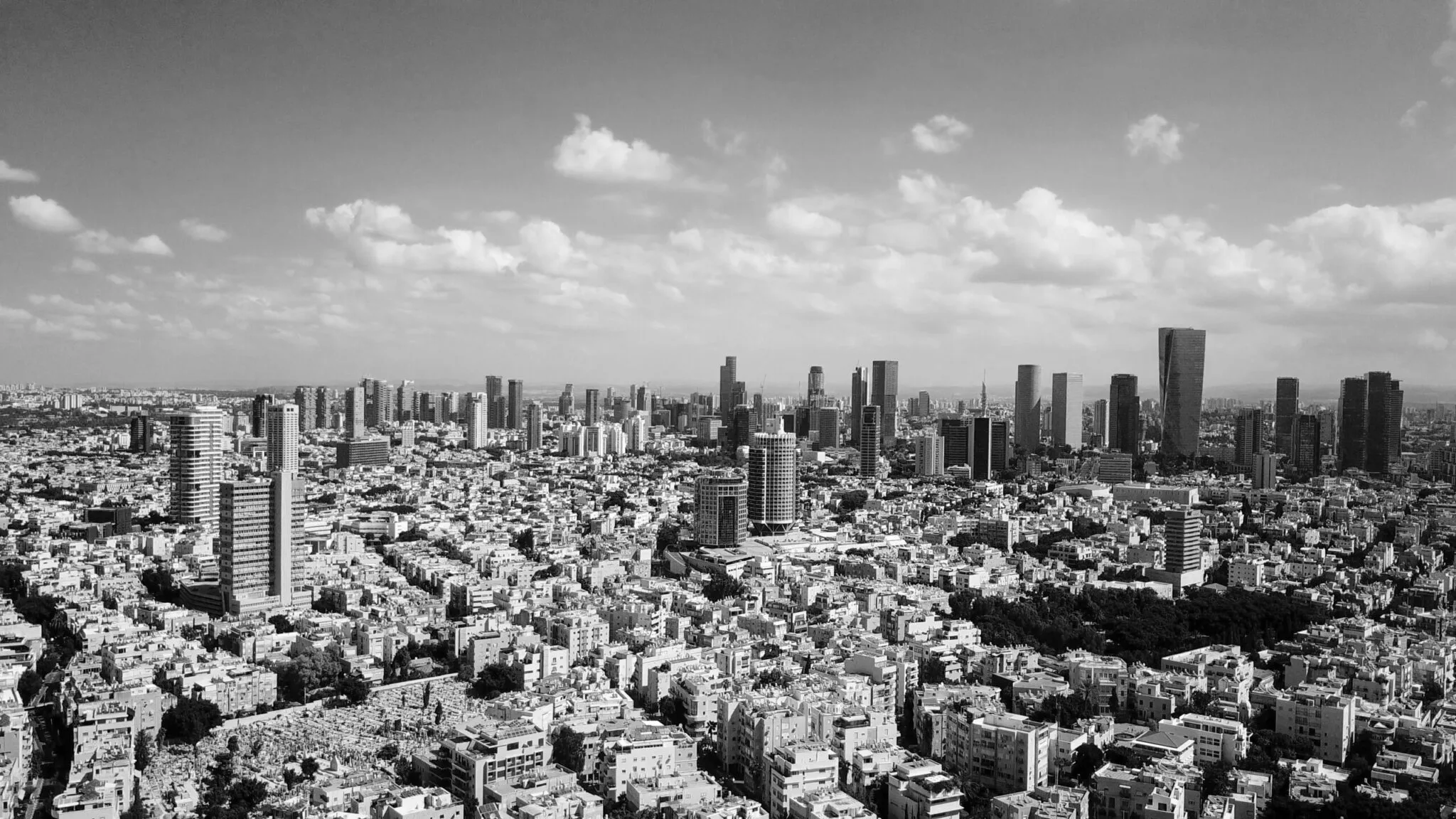 Aerial,Image,Of,Tel,Aviv's,Skyline,Along,The,City's,Business